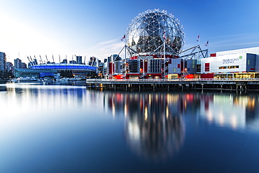 Science World, BC Place and condominiums along the waterfront, Vancouver, British Columbia, Canada