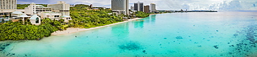 Panorama of hotels and beach on Tumon Bay, Tamuning, Mariana Islands, Guam, Micronesia