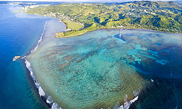 Aerial view of Piti Bay, Fisheye Marine Park and the War in the Pacific National Historical Park, Asan, Guam, Micronesia