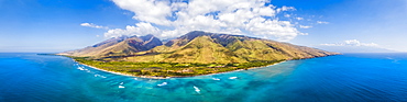 Aerial view of West Maui off Ukumehame Beach Park, Lahaina, Hawaii, United States of America