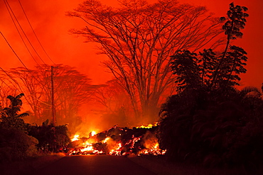 May 2018 eruption, Leilani Estates subdivision, East Rift Zone Kilauea Volcano, Big Island of Hawaii, Pahoa, Island of Hawaii, Hawaii, United States of America