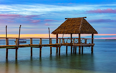 Pier off Malolo Island in the South Pacific at sunrise, Malolo Island, Fiji