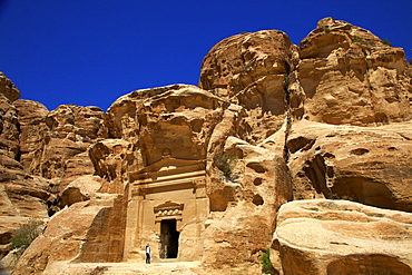 Tourist at Little Petra, UNESCO World Heritage Site,  Jordan, Middle East