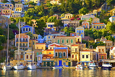 Symi Harbour, Symi, Dodecanese, Greek Islands, Greece, Europe