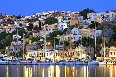 Symi Harbour, Symi, Dodecanese, Greek Islands, Greece, Europe