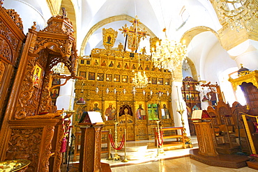 Interior of Timiou Stavrou Monastery, Omodos, Troodos Mountains, Cyprus, Eastern Mediterranean, Europe