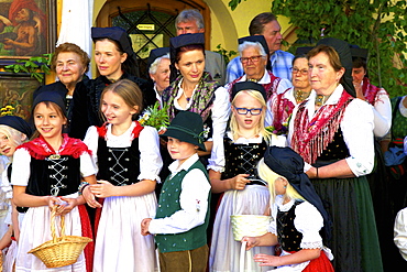 Participants in the Feast of Corpus Christi Celebrations in their traditional dress, St. Wolfgang, Wolfgangsee Lake, Austria, Europe