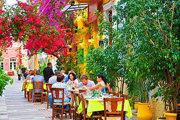 Restaurant in the Old Town of Nafplio, Argolis, The Peloponnese, Greece, Europe