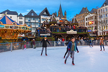 Skating, Cologne Christmas Market, Cologne, North Rhine-Westphalia, Germany, Europe