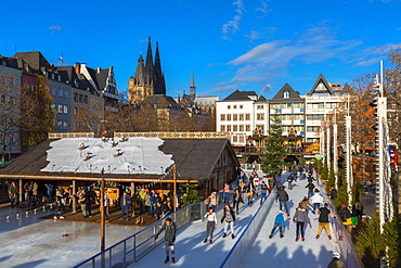 Skating, Cologne Christmas Market, Cologne, North Rhine-Westphalia, Germany, Europe