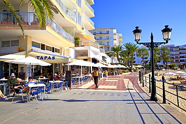 Seafront at Santa Eularia des Riu, Ibiza, Balearic Islands, Spain, Mediterranean, Europe