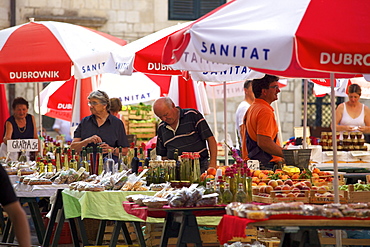 Gundulic Square Market, Dubrovnik, Croatia, Europe