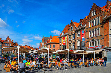 Restaurants in The Grand Place, Tournai, Belgium, Europe