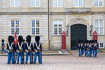 The Royal Guards Music Band, Amalienborg Palace, Copenhagen, Denmark, Scandinavia, Europe