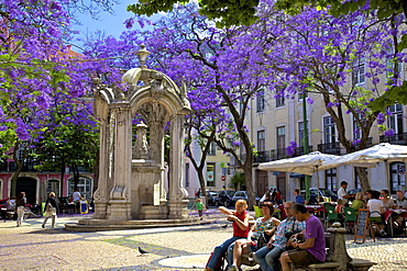 Carmo Square and Fountain, Lisbon, Portugal, Iberian Peninsula, South West Europe