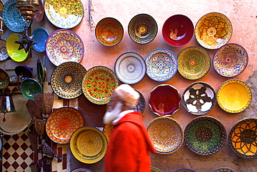 Street scene with Moroccan ceramics, Marrakech, Morocco, North Africa, Africa 