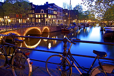 Keizersgracht at night, Amsterdam, Netherlands, Europe.