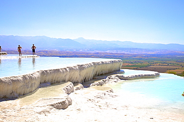 White travertine terraces at Pamukkale, UNESCO World Heritage Site, Anatolia, Turkey, Asia Minor, Eurasia