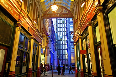 Leadenhall Market and Lloyds Building, London, United Kingdom, Europe