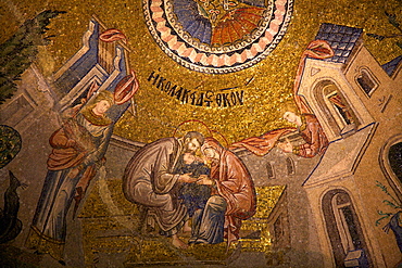 Mosaic depicting Infancy of Christ, interior of Church of St. Saviour in Chora (Kariye Camii), UNESCO World Heritage Site, Istanbul, Turkey, Europe 