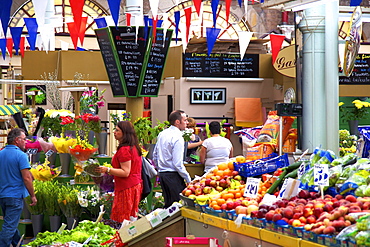 Interior of Central Market, St. Helier, Jersey, Channel Islands, Europe