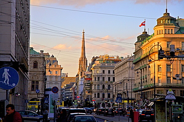 City scene with St. Stephen's Cathedral in background, Vienna, Austria, Europe 