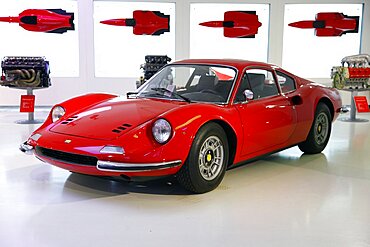 Red Ferrari Dino 246 Gt produced in 1971, Maranello, Emilia-Romagna, Italy, Europe