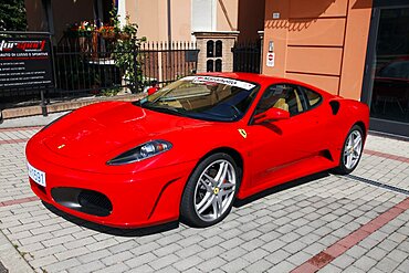 Red Ferrari 430, Maranello, Emilia-Romagna, Italy, Europe