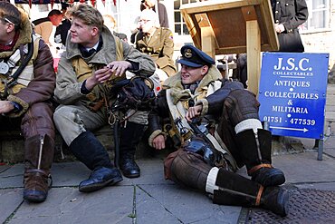 1940s RAF Bomber Crew Reenactors, Pickering, North Yorkshire, Yorkshire, England, United Kingdom, Europe