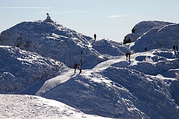 People walking in snow, Salzburg, Austria, Europe