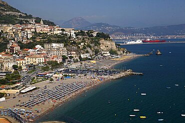 Vietri sul Mare and beach, Amalfi Drive, Campania, Italy, Europe