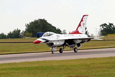 F-16c Jet Fighter landing, Waddington, Lincolnshire, England, United Kingdom, Europe