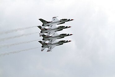 Four F-16c Jet Fighters, Waddington, Lincolnshire, England, United Kingdom, Europe