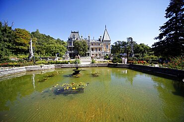 Lily pond at Massandra Palace, Yalta, Crimea, Ukraine, Europe