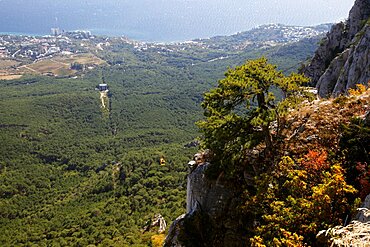 View to Alupka and cable car, Yalta, Crimea, Ukraine, Europe