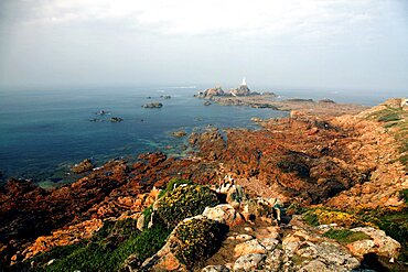 White La Corbiere Lighthouse, Jersey, Channel Islands, United Kingdom, Europe