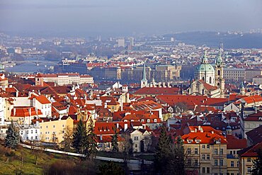 St. Nicholas Church and Vltava River, Prague, Czech Republic, Europe