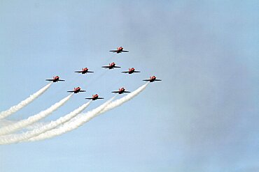 Red Arrows Aerobatic Display, South Bay, Scarborough, North Yorkshire, England, United Kingdom, Europe