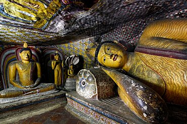 Reclining Buddha in Cave 5, Dambulla, UNESCO World Heritage Site, Sri Lanka, Asia