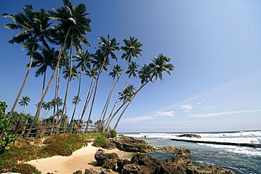 Rocky Bay and beach near Talpe, Talpe, Sri Lanka, Asia