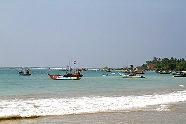 Fishing boats in Bay, Weligama, Sri Lanka, Asia