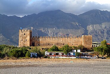 Castle and mountains, Frangokastello, Crete, Greek Islands, Greece, Europe,