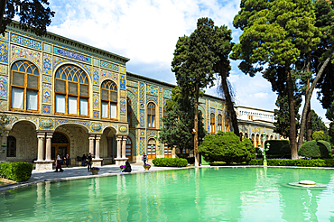 Facade and pond, Golestan Palace, UNESCO World Heritage Site, Tehran, Islamic Republic of Iran, Middle East