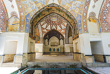 Fin Garden, Kushak pavilion, detail of the ceiling, UNESCO World Heritage Site, Kashan, Isfahan Province, Islamic Republic of Iran, Middle East