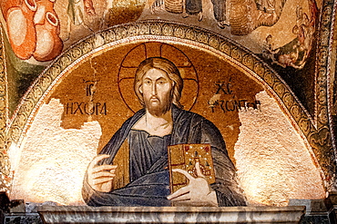 Mosaic of the Christ as The Land of the Living in the Esonarthex, Church of the Holy Saviour in Chora (Kariye Camii), Istanbul, Turkey, Europe 