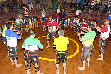 Koshti, traditional ritual training course for warriors in the Yazd Zourkhaneh, gymnasium or House of Strength, Yazd, Iran, Middle East