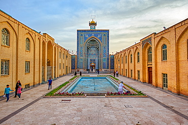 Mozaffari Jame Mosque (Friday Mosque), facade decorated with floral patterns, Kerman, Kerman Province, Iran, Middle East