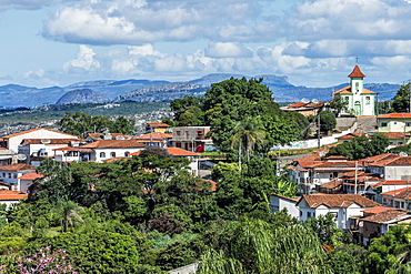 View over Diamantina and the Nossa Senhora da Consola Church, UNESCO World Heritage Site, Minas Gerais, Brazil, South America 