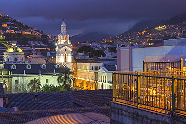 Metropolitan Cathedral at night, Independence Square, Quito, UNESCO World Heritage Site, Pichincha Province, Ecuador, South America 