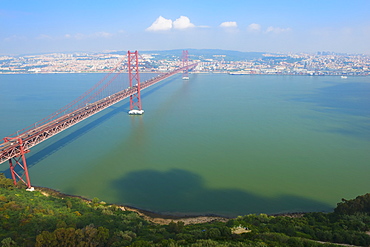 Ponte 25 de Abril (25th of April Bridge) over the Tagus River, Lisbon, Portugal, Europe